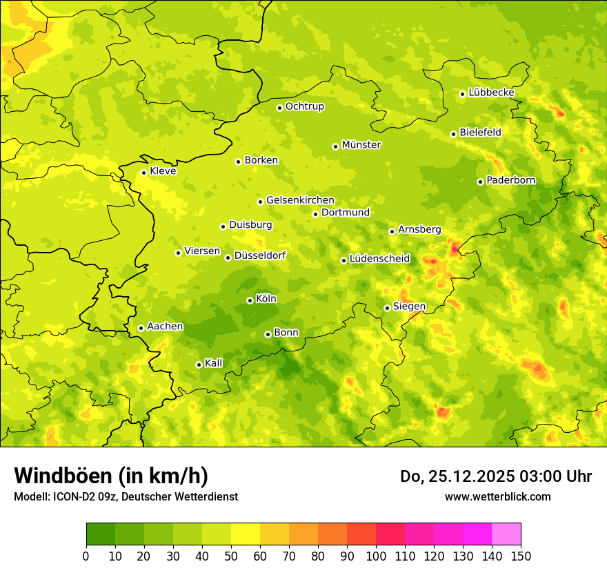 Modellkarten Windgeschwindigkeit
