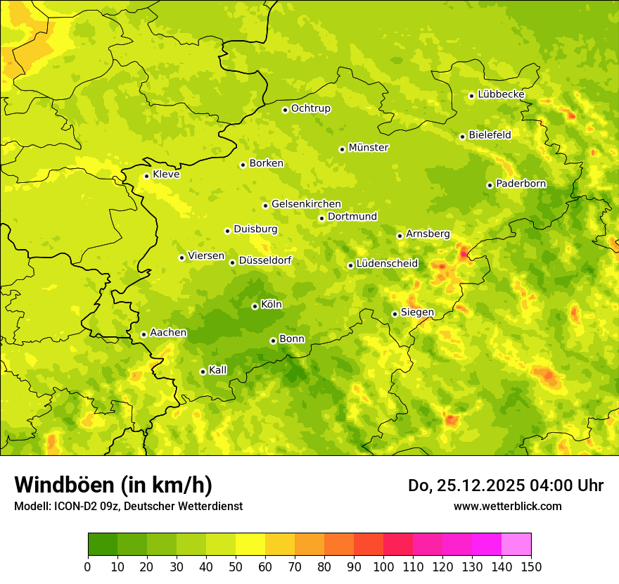Modellkarten Windgeschwindigkeit