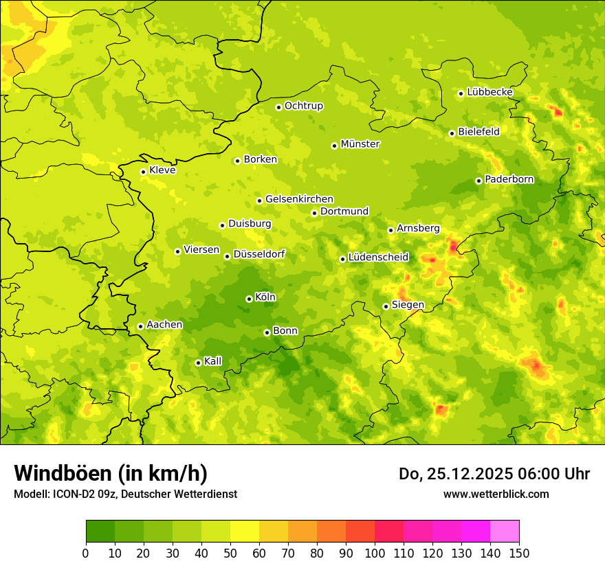 Modellkarten Windgeschwindigkeit