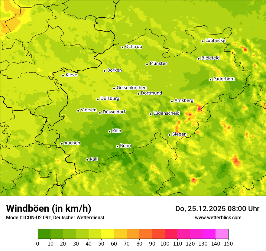 Modellkarten Windgeschwindigkeit