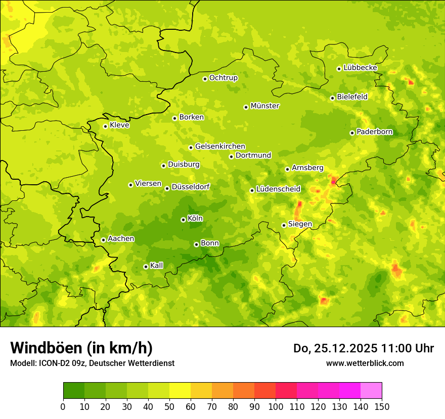Modellkarten Windgeschwindigkeit