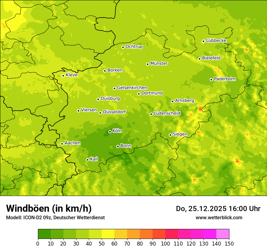 Modellkarten Windgeschwindigkeit
