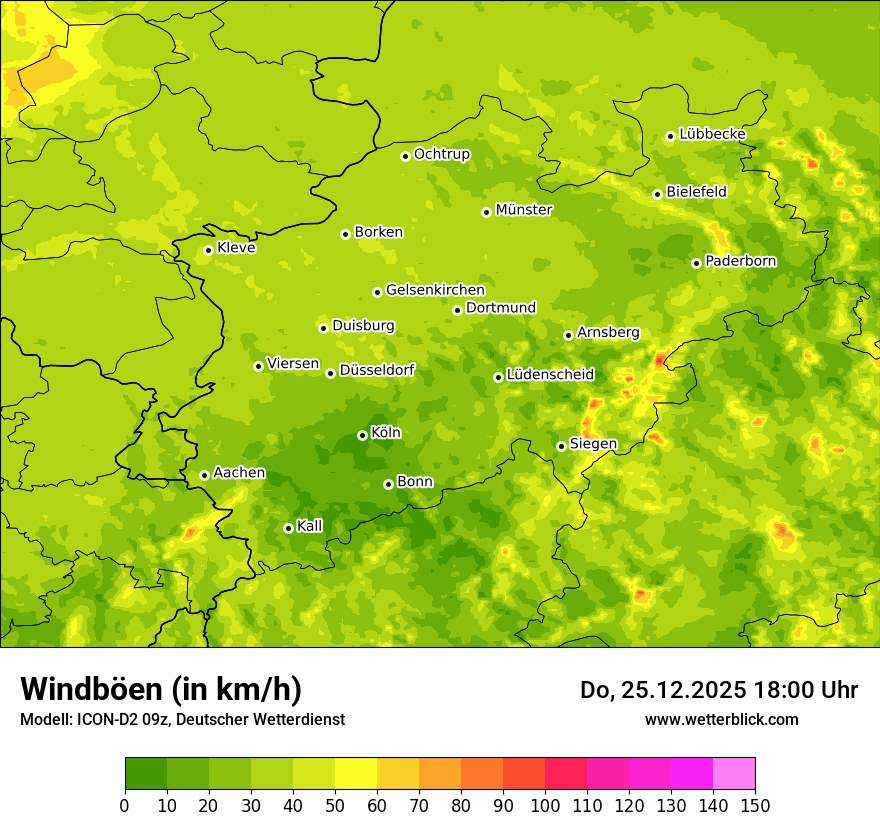 Modellkarten Windgeschwindigkeit