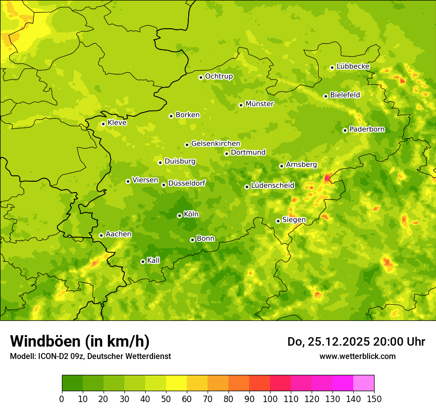 Modellkarten Windgeschwindigkeit