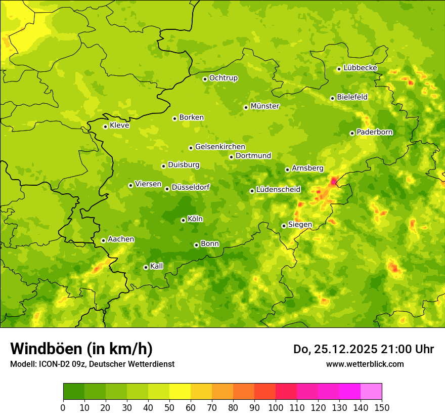 Modellkarten Windgeschwindigkeit