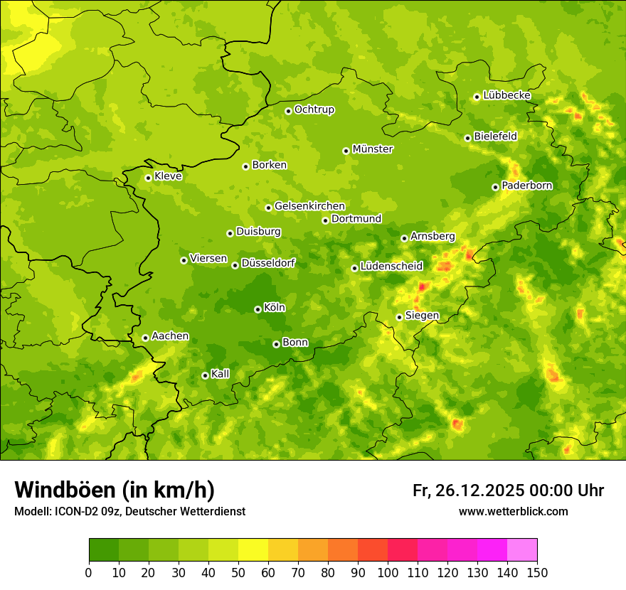 Modellkarten Windgeschwindigkeit