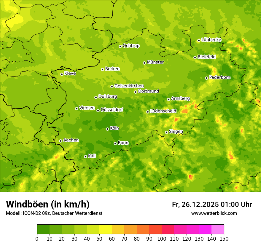Modellkarten Windgeschwindigkeit