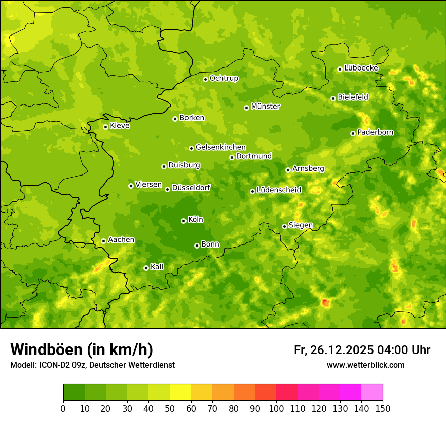 Modellkarten Windgeschwindigkeit