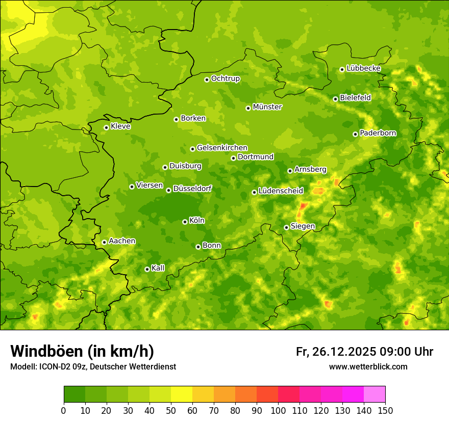 Modellkarten Windgeschwindigkeit