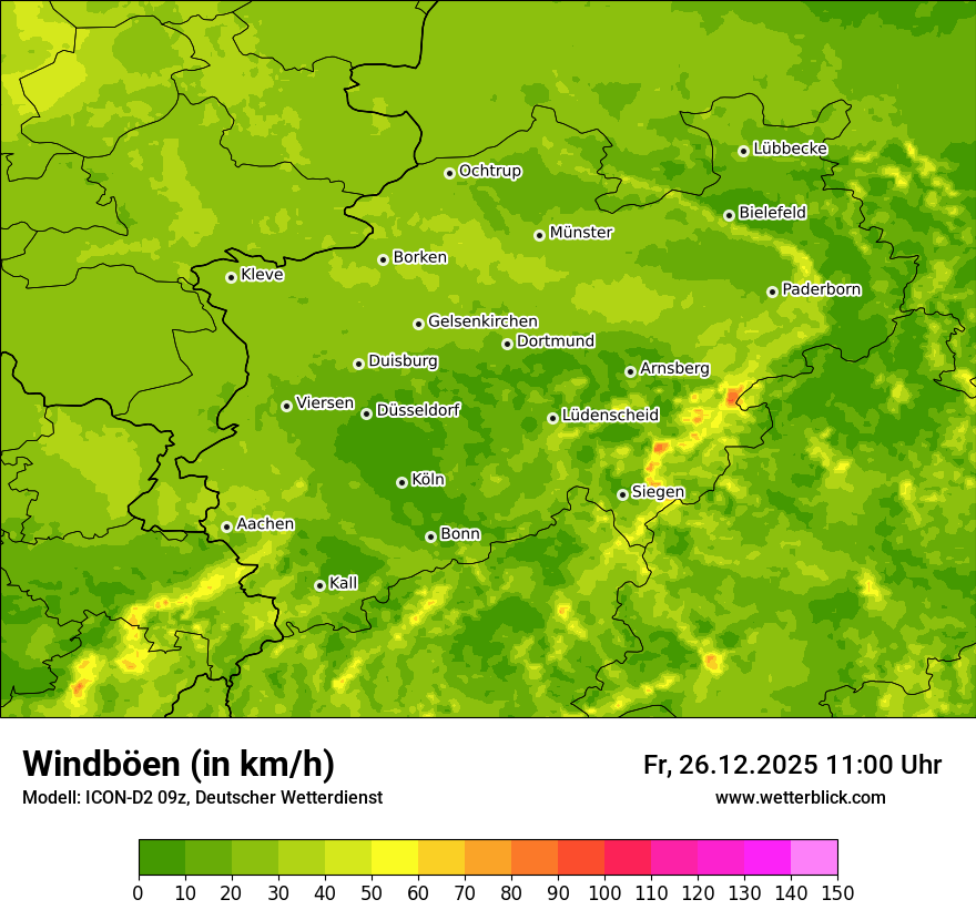 Modellkarten Windgeschwindigkeit