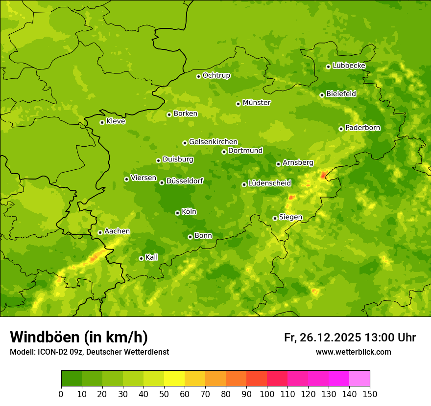 Modellkarten Windgeschwindigkeit