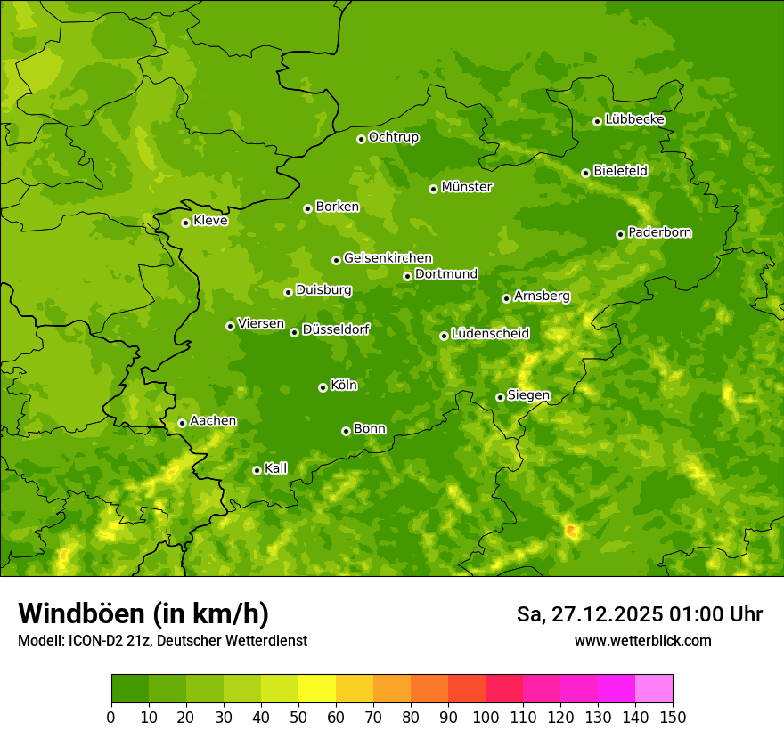 Modellkarten Windgeschwindigkeit