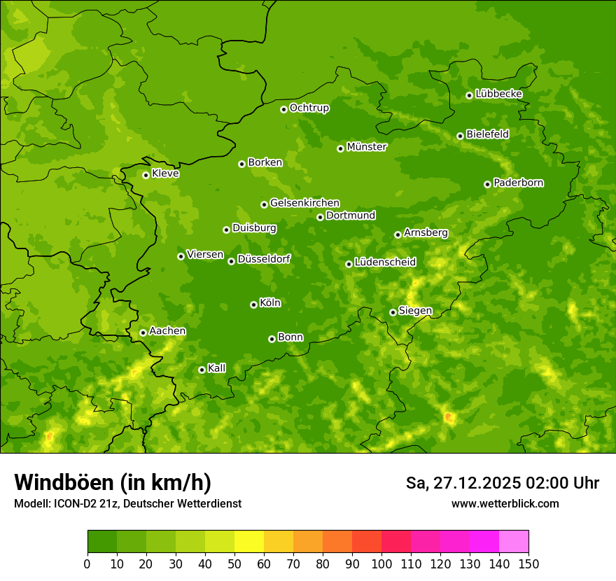 Modellkarten Windgeschwindigkeit