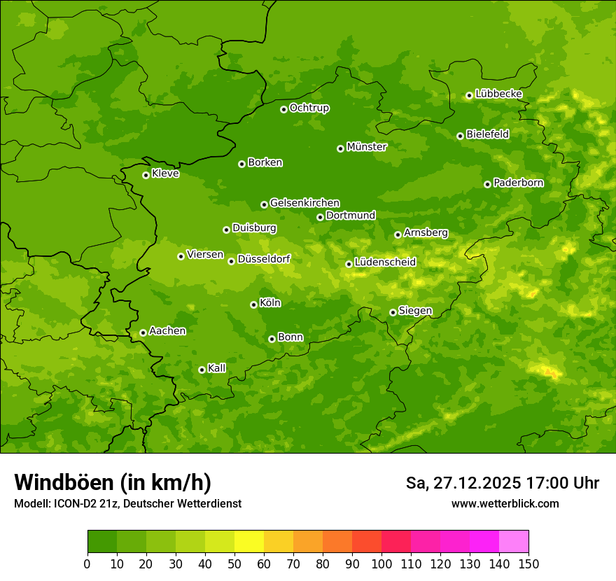 Modellkarten Windgeschwindigkeit