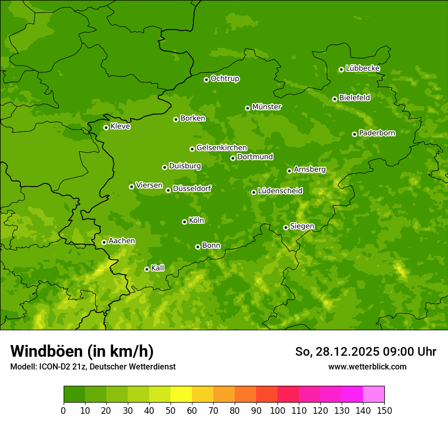 Modellkarten Windgeschwindigkeit