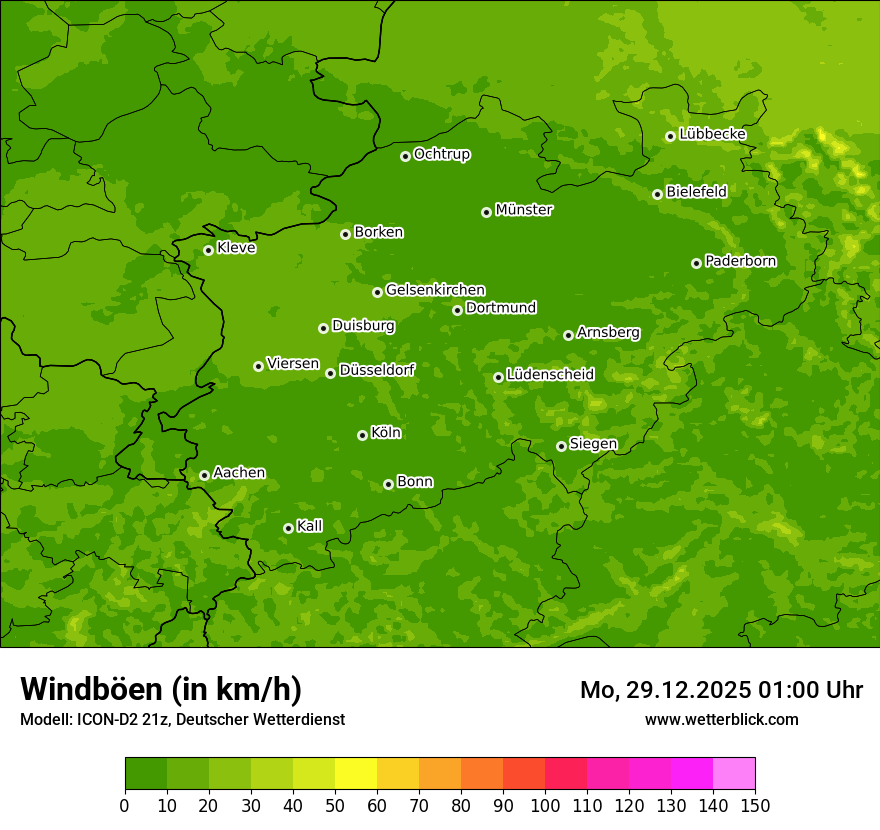 Modellkarten Windgeschwindigkeit