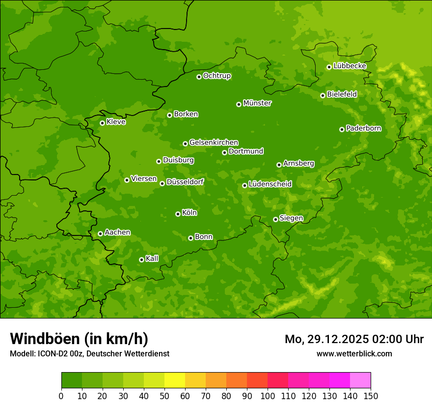 Modellkarten Windgeschwindigkeit