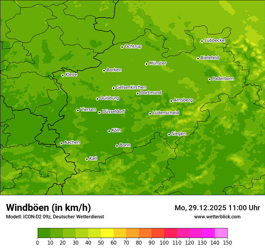 Modellkarten Windgeschwindigkeit
