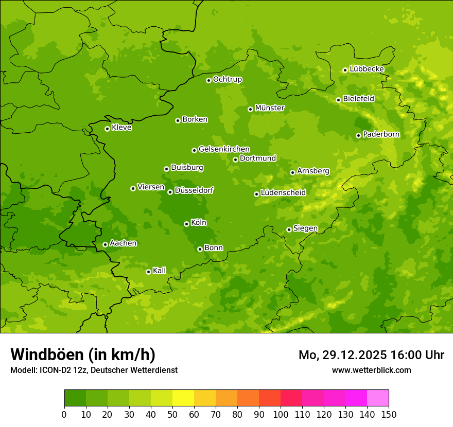 Modellkarten Windgeschwindigkeit