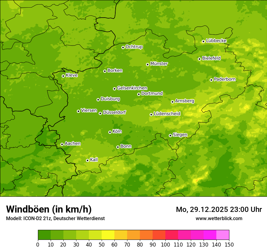 Modellkarten Windgeschwindigkeit