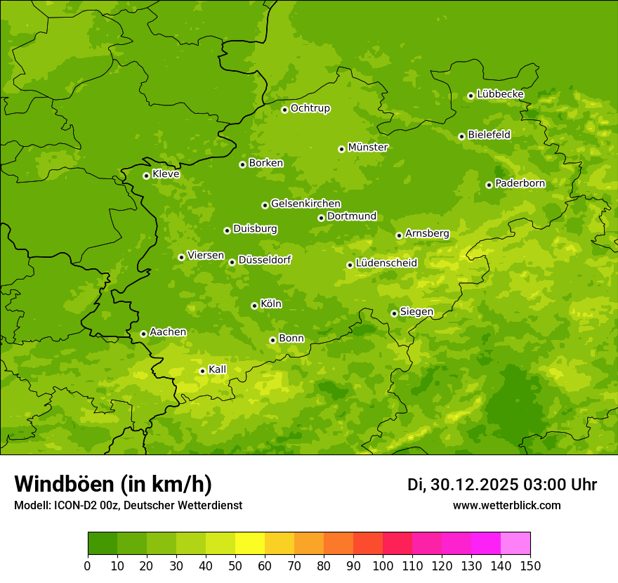 Modellkarten Windgeschwindigkeit