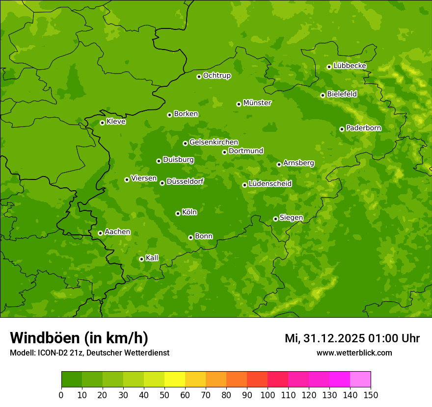 Modellkarten Windgeschwindigkeit