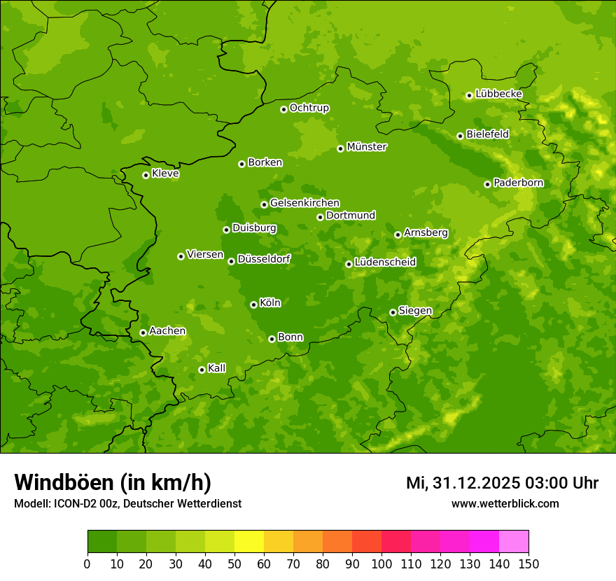 Modellkarten Windgeschwindigkeit