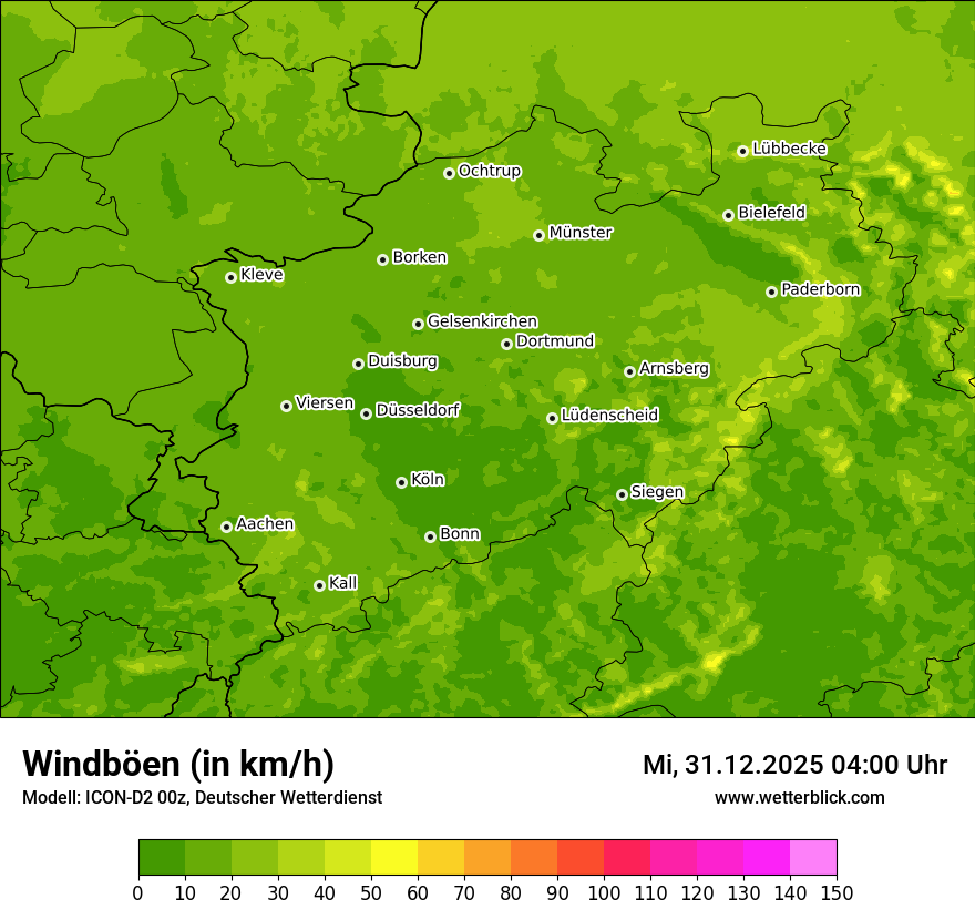 Modellkarten Windgeschwindigkeit