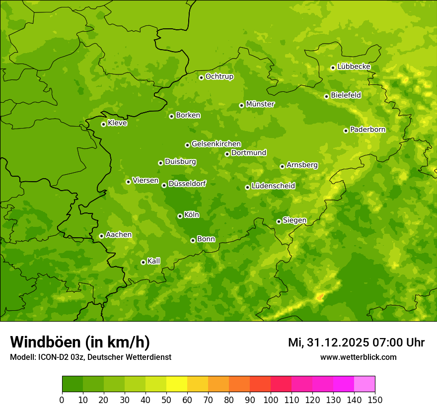 Modellkarten Windgeschwindigkeit