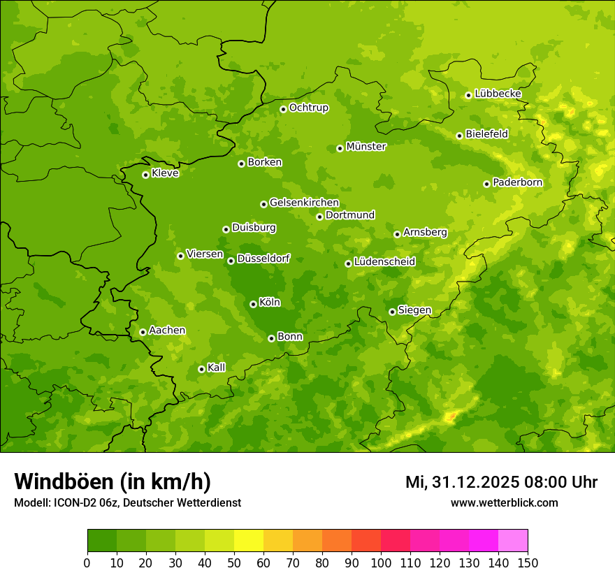 Modellkarten Windgeschwindigkeit