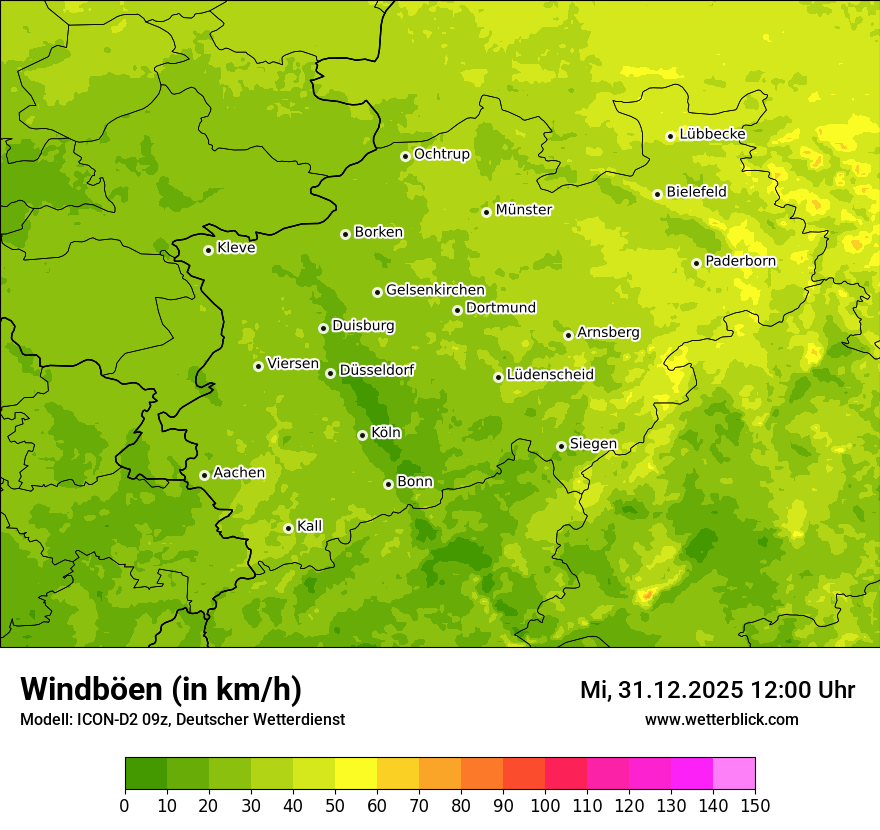 Modellkarten Windgeschwindigkeit