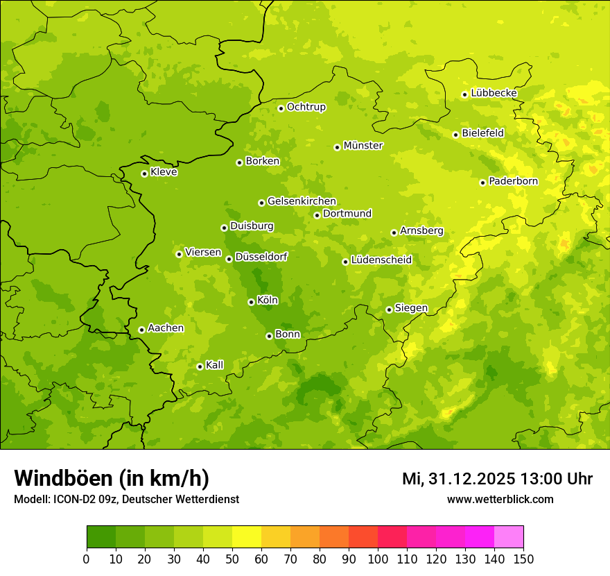 Modellkarten Windgeschwindigkeit