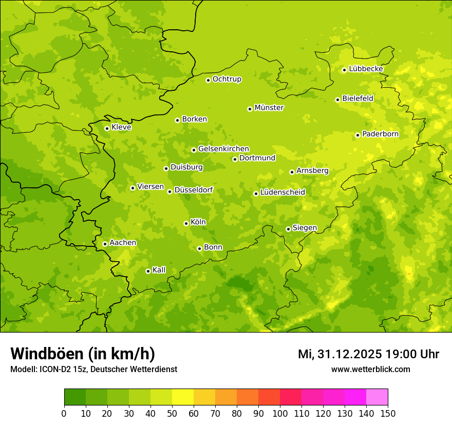 Modellkarten Windgeschwindigkeit
