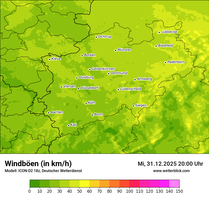 Modellkarten Windgeschwindigkeit