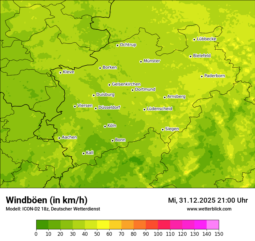 Modellkarten Windgeschwindigkeit