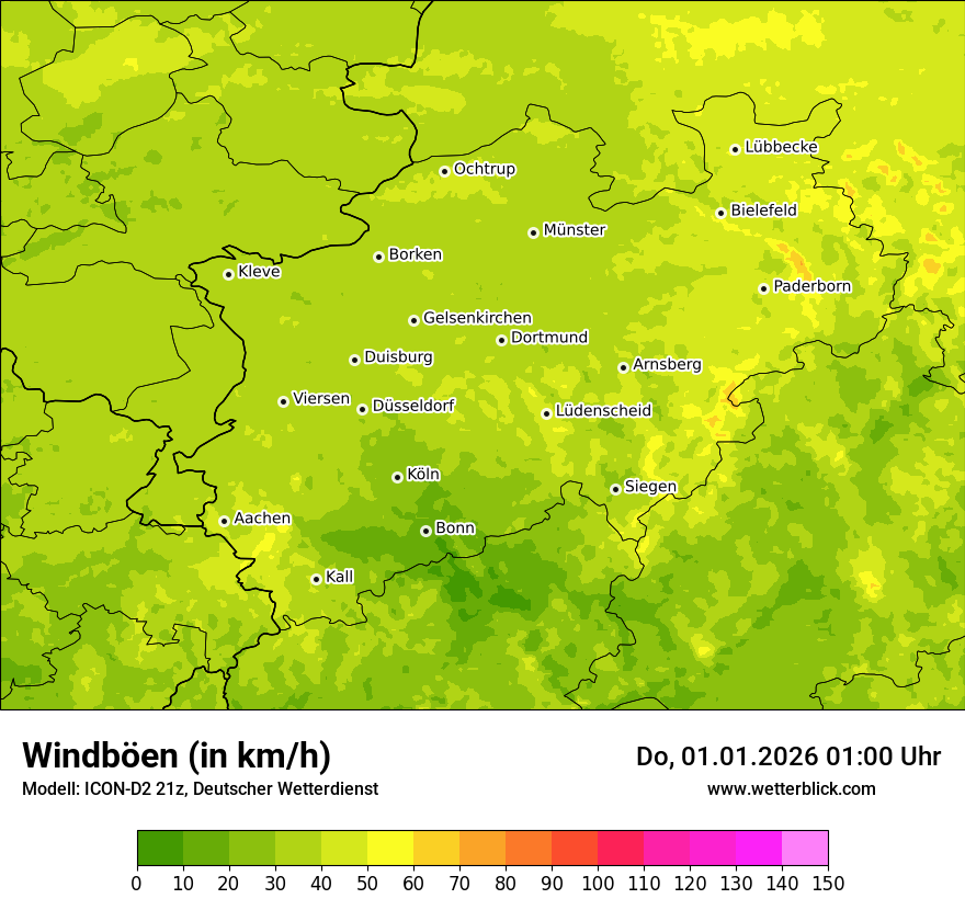 Modellkarten Windgeschwindigkeit