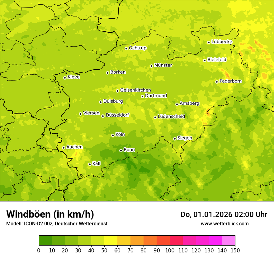 Modellkarten Windgeschwindigkeit