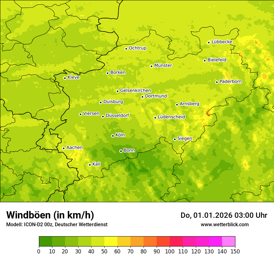 Modellkarten Windgeschwindigkeit