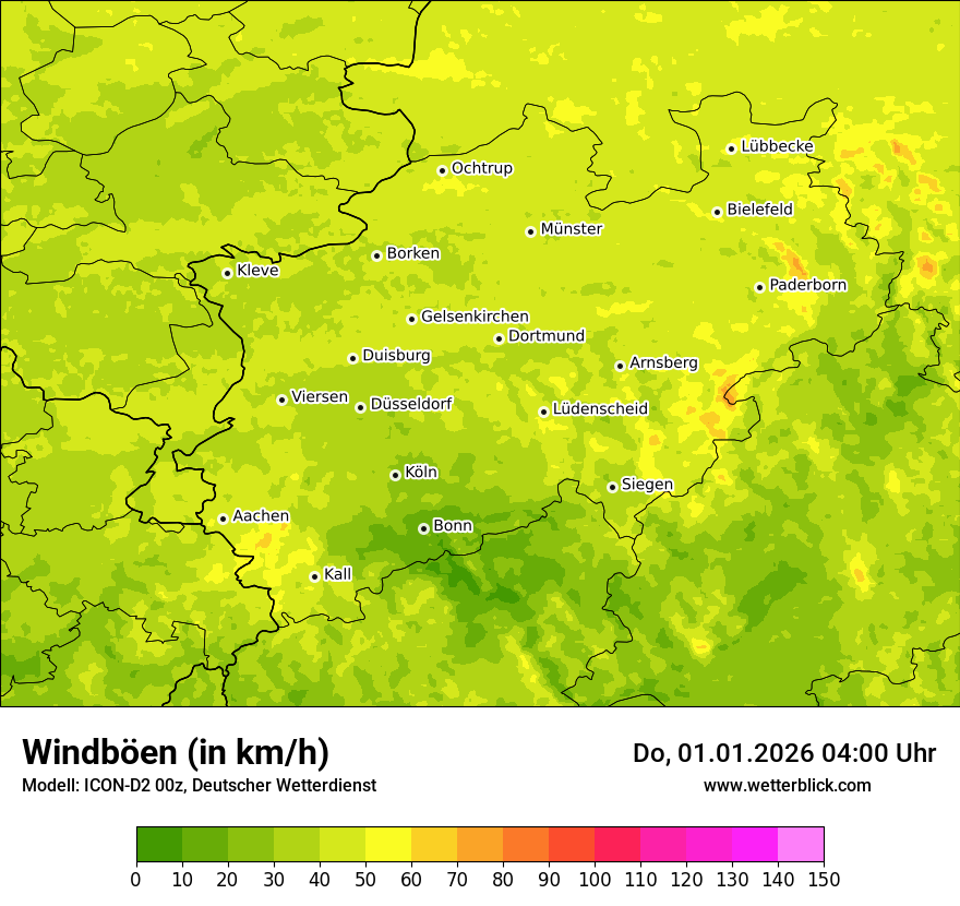 Modellkarten Windgeschwindigkeit