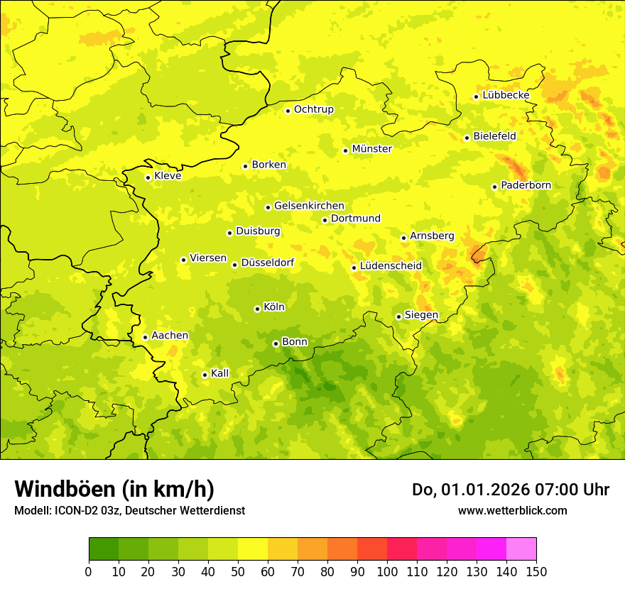 Modellkarten Windgeschwindigkeit