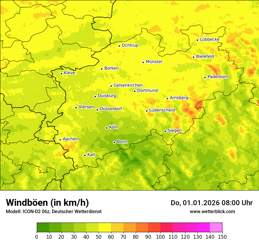 Modellkarten Windgeschwindigkeit