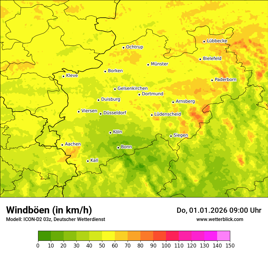 Modellkarten Windgeschwindigkeit