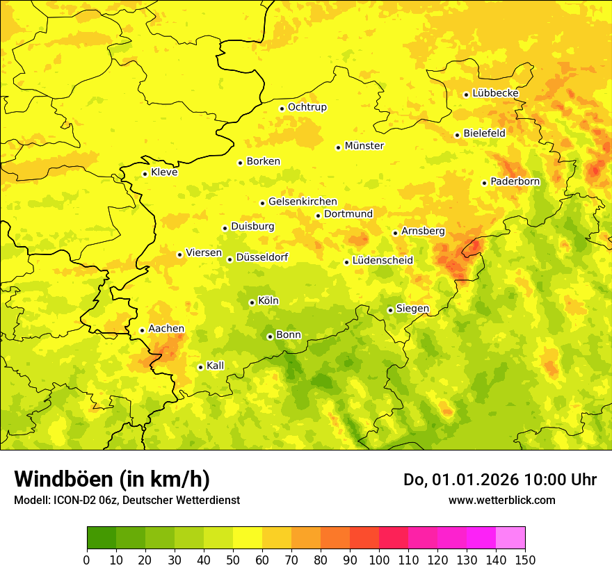 Modellkarten Windgeschwindigkeit