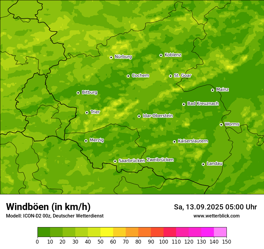 Modellkarten Windgeschwindigkeit