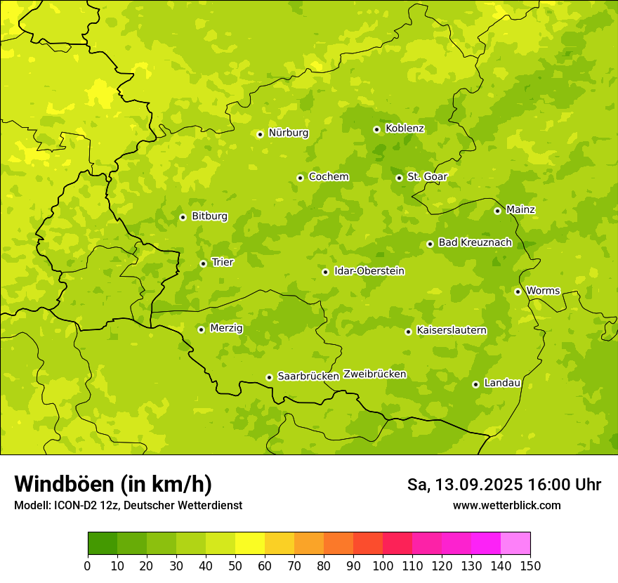 Modellkarten Windgeschwindigkeit