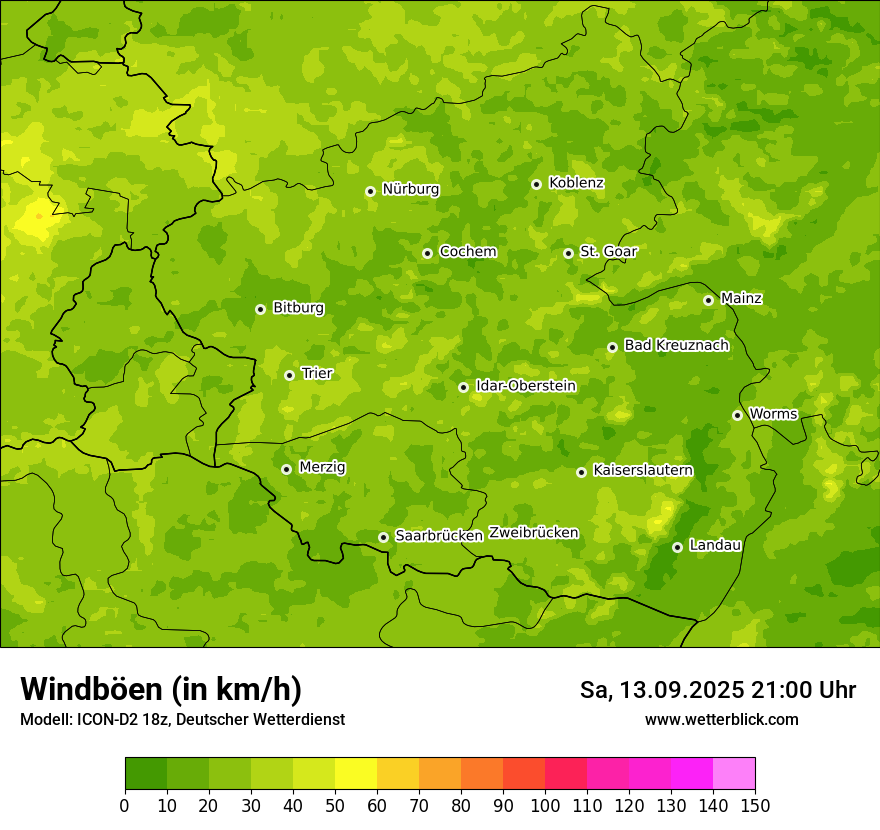 Modellkarten Windgeschwindigkeit