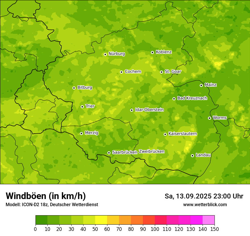 Modellkarten Windgeschwindigkeit