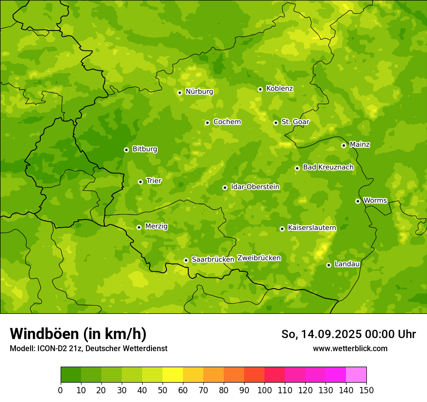 Modellkarten Windgeschwindigkeit