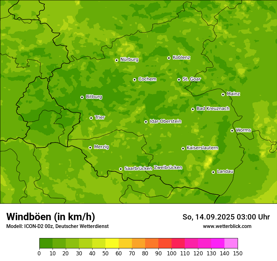 Modellkarten Windgeschwindigkeit