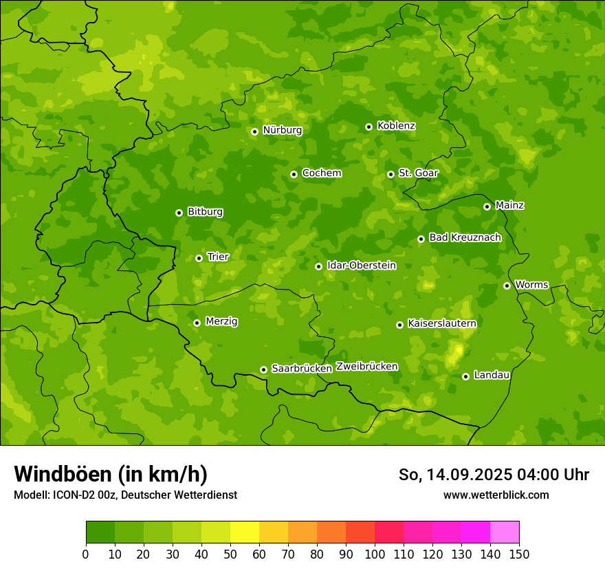 Modellkarten Windgeschwindigkeit